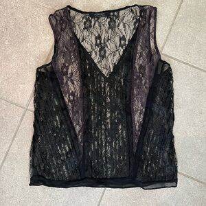 All Saints Lara Black Lace V-Neck Top 4